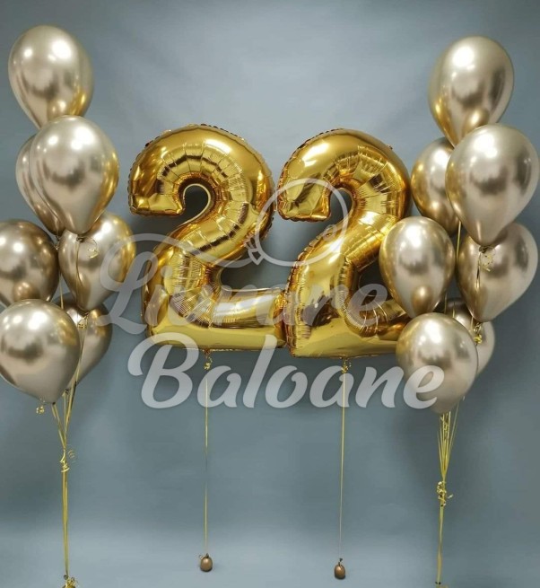 Baloane Chrome cu Heliu și Cifre (LB-12030)