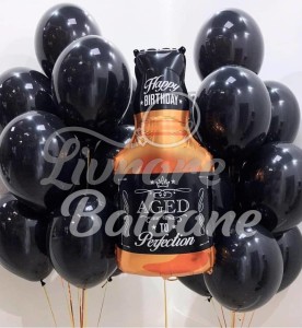 Набор воздушных шаров с гелием Бутылка виски_С днем ​​рождения (LB-11030)