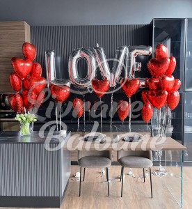 Украшение из воздушных шаров_Красные сердечки и любовь (LB-16005)
