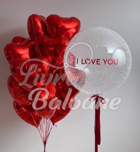 Сюрприз с красными воздушными шарами в форме сердца и Пузыри (LB-16008)