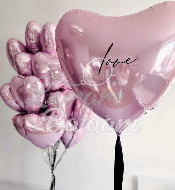 Розовые сердечки с гелием (LB-16020)
