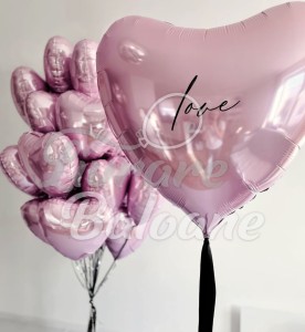 Розовые сердечки с гелием (LB-16020)