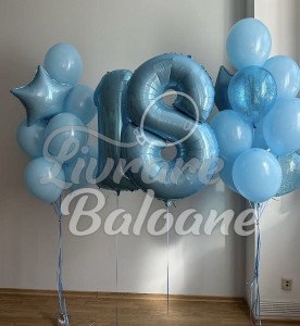 Гелиевые шары 18 Синий с разнообразными букетами (LB-11033)
