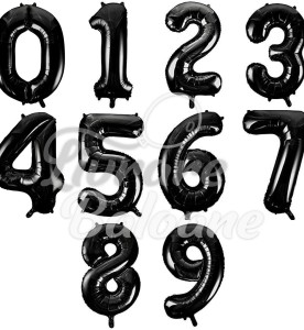 Baloane cu Heliu Cifre "Sclipici Negru"