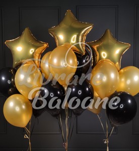 Украшение для дня рождения с золотыми и черными воздушными шарами (LB-11034)