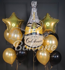 Композиция из воздушных шаров_С днем ​​рождения_с бутылкой шампанского (LB-11035)