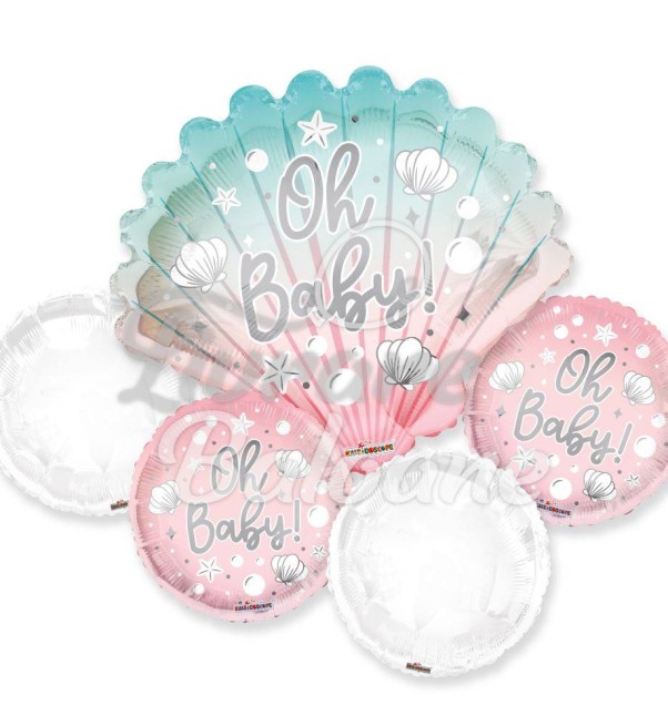 Buchet din 5 baloane cu Heliu_Baby Girl (LB-14042)