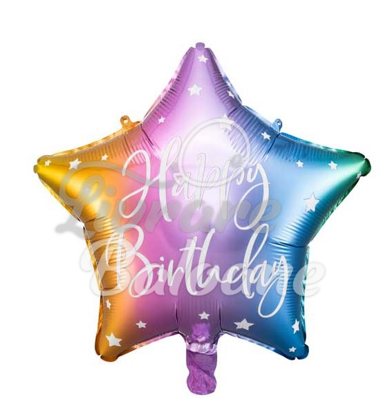STAR, Foil balloon Happy Birthday, 48 cm, mixed colors