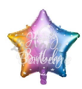 STAR, Foil balloon Happy Birthday, 48 cm, mixed colors