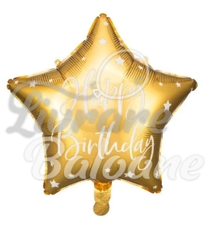 STAR, Foil balloon Happy Birthday, 48 cm, GOLD