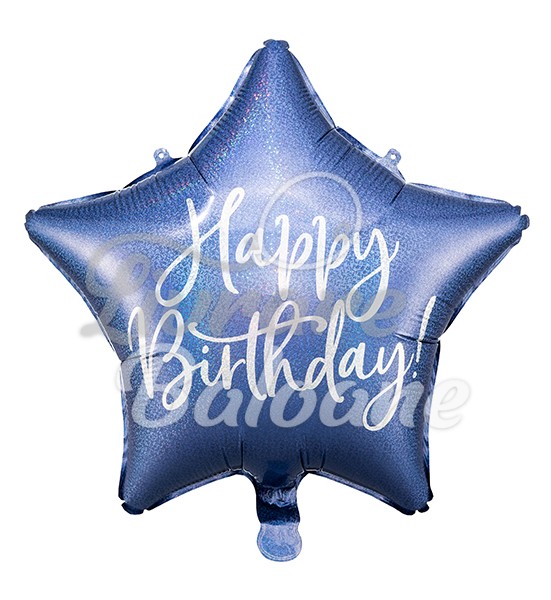 STAR, Foil balloon Happy Birthday, 48 cm, navy blue