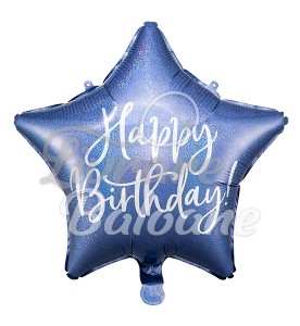 STAR, Foil balloon Happy Birthday, 48 cm, navy blue