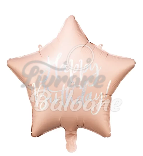 STAR, Foil balloon Happy Birthday, 48 cm, light powder pink