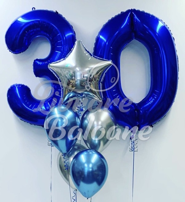 Baloane cu Heliu Cifra 30 - Nuanțe de Albastru Luxos (LB-11037)