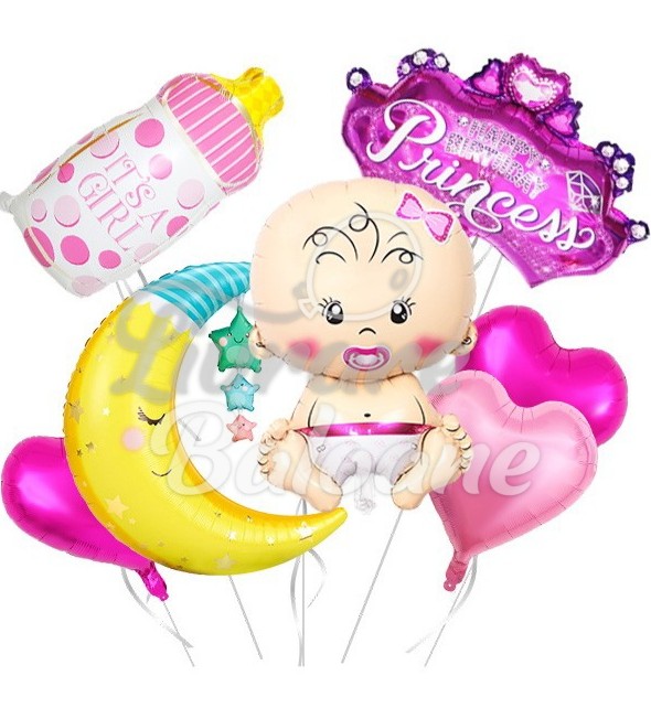 Set 7 baloane cu heliu_nou născut_fetiță (LB-14057)