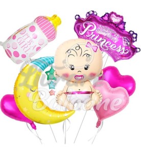 Set 7 baloane cu heliu_nou născut_fetiță (LB-14057)