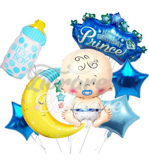 Set 7 baloane cu heliu_nou născut_băiețel (LB-14058)
