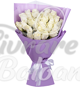 Buchet cu 25 Trandafiri Albi