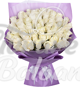 51 Trandafiri Albi în Buchet