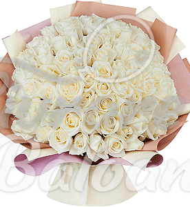 101 Trandafiri Albi în Buchet