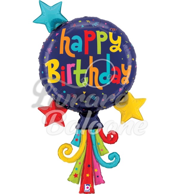 Гелиевый шар_С Днем Рождения со стримерами