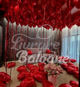 Украшение из воздушных шаров в форме красного сердца 14 февраля_ЛЮБОВЬ (LB-16057)