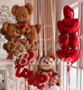 Set Baloane cu Heliu cu Inimi Rosii (LB-16058)