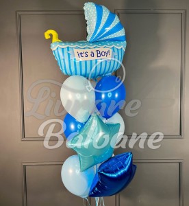 Buchet Baloane cu Heliu_Nou Născut Băiețel (LB-14086)