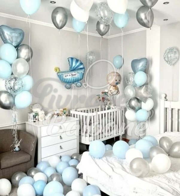 Декор из гелиевых шаров_Новорожденный мальчик (LB-14092)