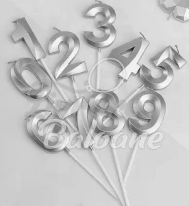 Lumânare metalică cu acul lung NUMĂR ARGINTIU