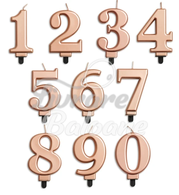 Lumânare metalică NUMĂR ROSEGOLD