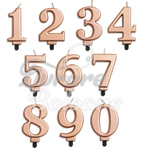 Lumânare metalică NUMĂR ROSEGOLD