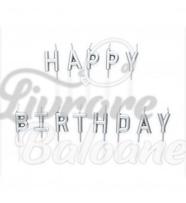 Lumânari Happy Birthday_ARGINTII