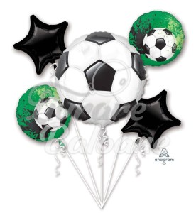 Buchet din 5 Baloane cu Heliu_Fotbal