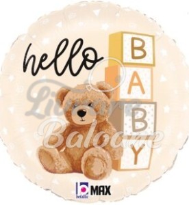 Balon cu Heliu_Cerc_Ursuleț de Pluș_Hello Baby