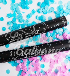 Хлопушка с конфетти и бумажными кружочками синего/розового цвета_ГЕНДЕРНАЯ ВЕЧЕРИНКА_МАЛЬЧИК или ДЕВОЧКА (LB-23015)