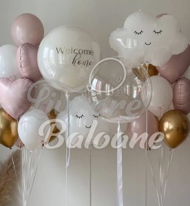 Set Baloane Premium pentru Nou-Nǎscut_Stil Elegant Alb-Roz (LB-14114)