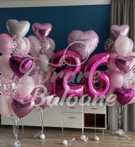 Набор розовых шаров с конфетти – С Днём Рождения Deluxe (LB-12081)