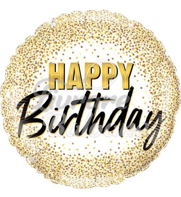 Balon cu Heliu_Happy Birthday_Confetti Auriu (LB-15003)