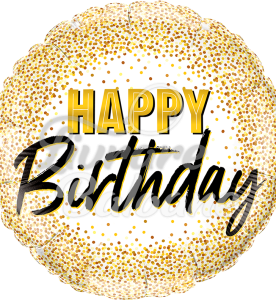 Balon cu Heliu_Happy Birthday_Confetti Auriu (LB-15003)