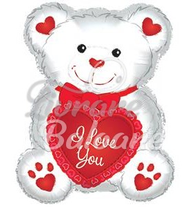 I Love You White & Red Bears Heart (LB-16020)