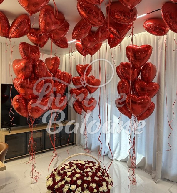 Decor cu Baloane Inimi Roşii (LB-16009)