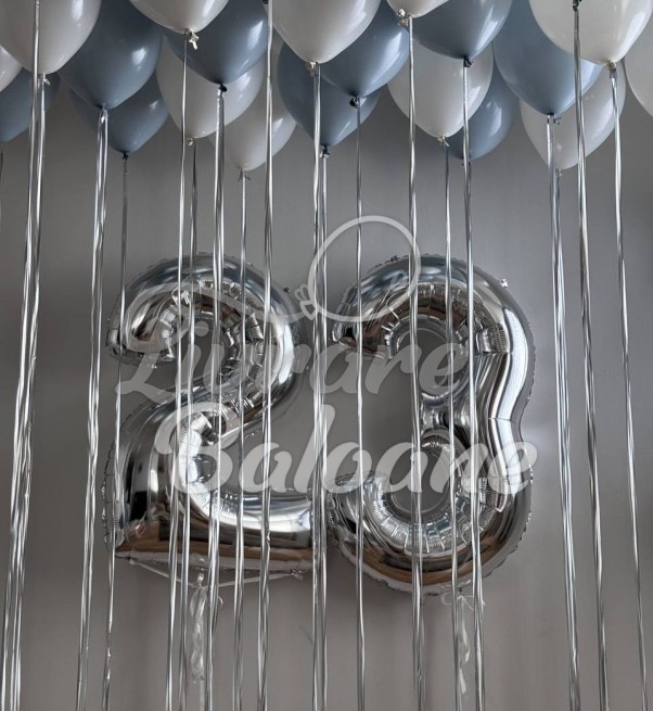 Set Baloane Aniversare 23 Argintiu Elegant cu Helium (LB-11054)