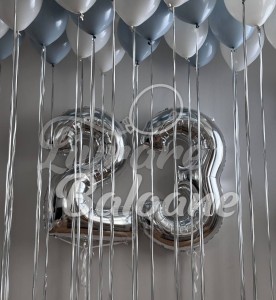 Set Baloane Aniversare 23 Argintiu Elegant cu Helium (LB-11054)