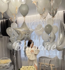 Set Baloane_Welcome Baby_Alb & Argintiu Elegant (LB-14113)