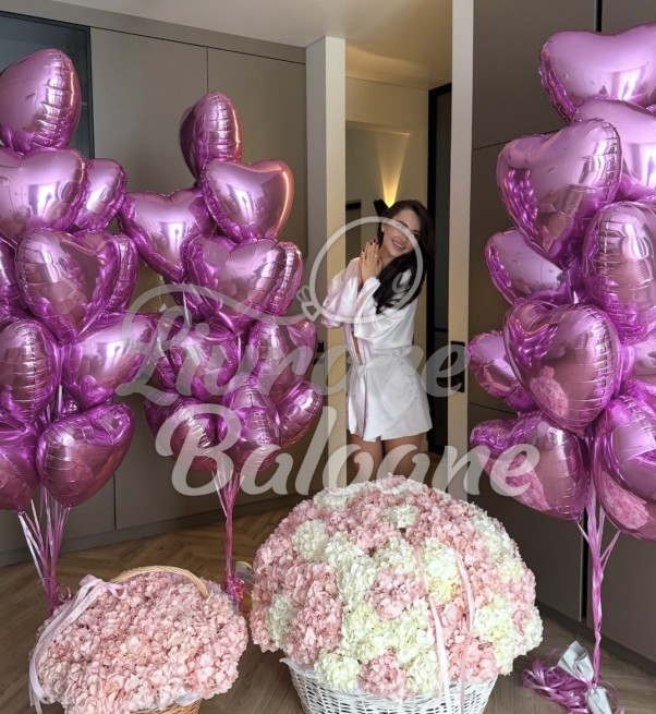 Set Baloane Inimǎ Roz Metalizat - Love Dream (LB-12080)