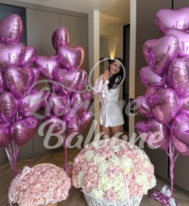 Set Baloane Inimǎ Roz Metalizat - Love Dream (LB-12080)