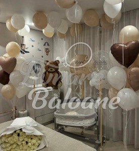 Set baloane premium pentru externare bǎiețel - Teddy Bear & Beige Luxury (LB-14115)