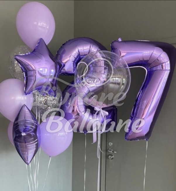 Set Baloane Bubble cu Pene și Cifra 27 (LB-12082)
