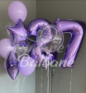 Set Baloane Bubble cu Pene și Cifra 27 (LB-12082)
